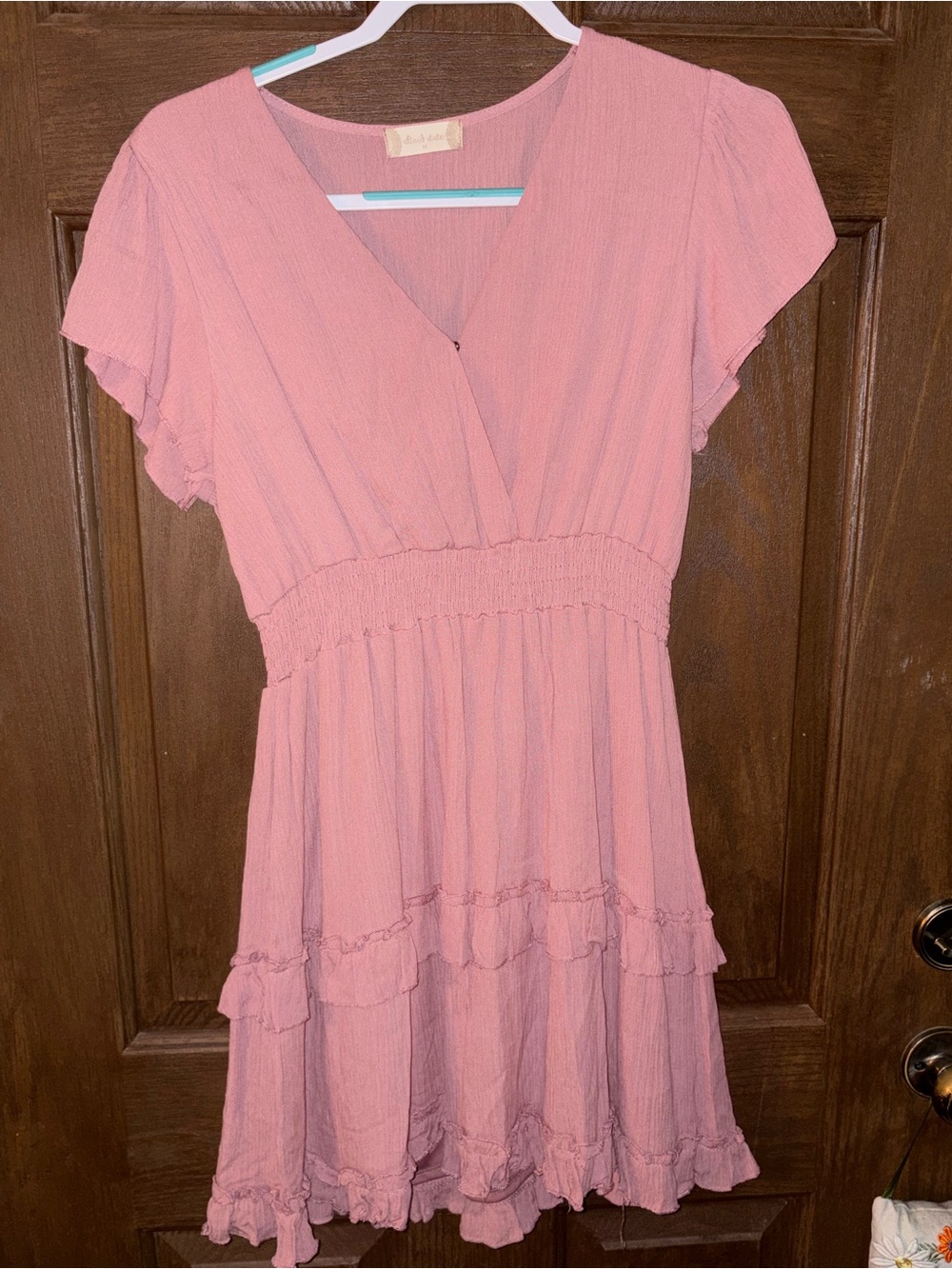 Altar'd State Dusty Rose V-Neck Ruffle Mini Dress